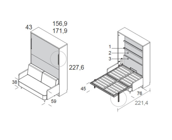 Cama abatible con sofa Rosê - Imagen 4