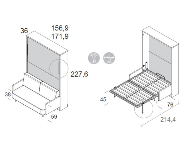 Cama abatible con sofa Rosê - Imagen 3