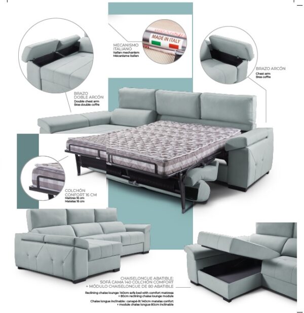 Sofá cama con chaise longue Simonet - Imagen 6