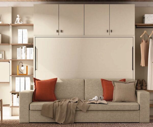 Cama de matrimonio abatible con sofa