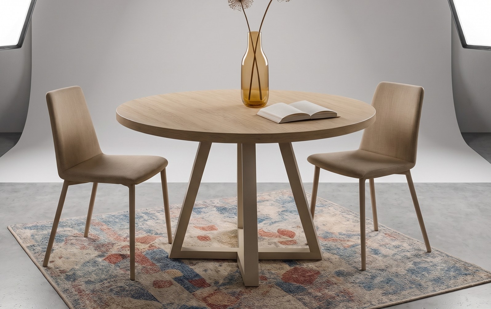 Mesa de comedor redonda extensible 5032 con pata central