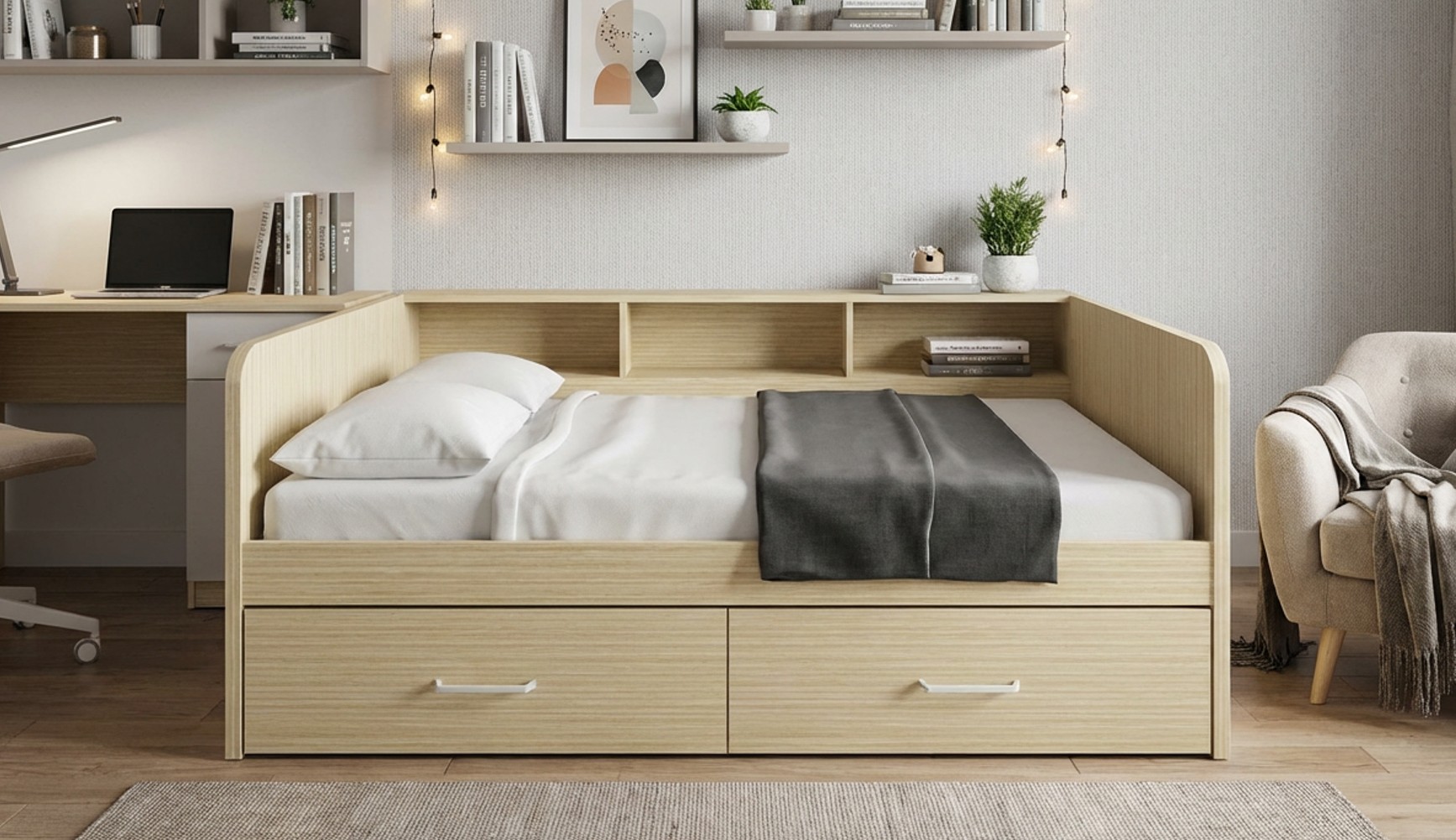 Cama juvenil con estanteria @Ros