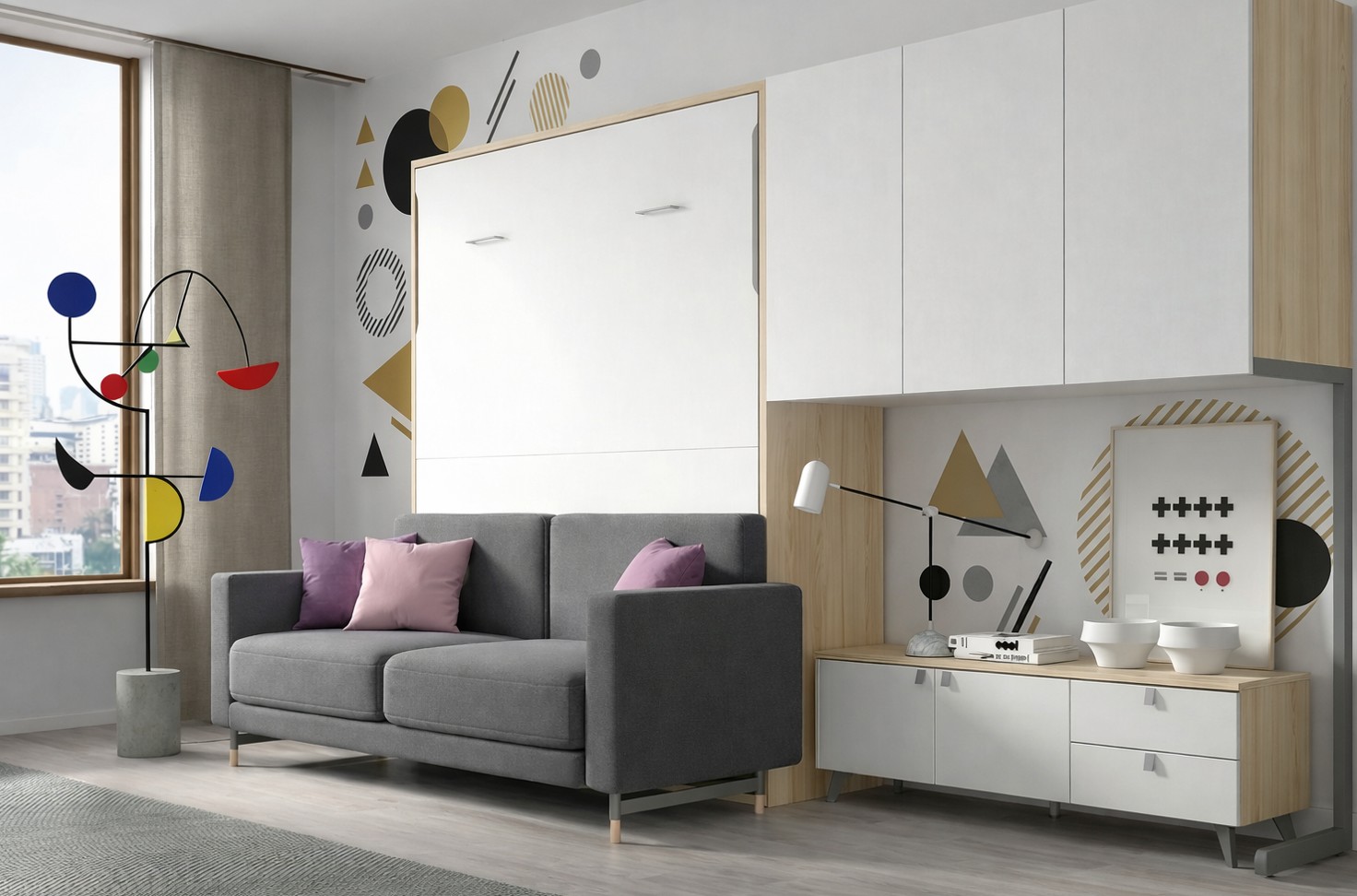 COMPOSICION DE CAMA ABATIBLE CON SOFA140