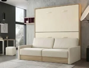 litera abatible horizontal con sofá integrado en color blanco