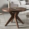 mesa extensible redonda moderna roma de madera para comedor