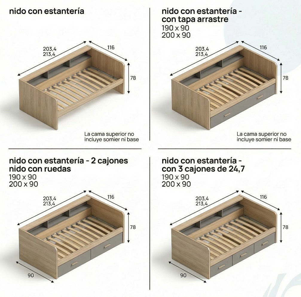 Cama juvenil con estanteria @Ros - Imagen 3