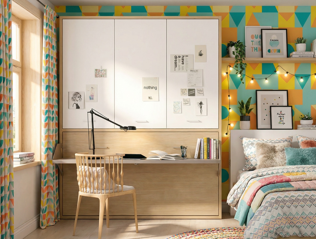 Cama abatible con escritorio sonrie 105x190