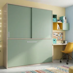Cama abatible horizontal con armario superior modelo Explora