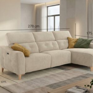 Sofa chaise de plazas relax eléctricas  Gio Gold278.