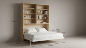 Medidas de cama abatible horizontal con armario superior modelo Explora