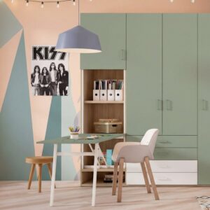 Armario juvenil con escritorio abatible y 4 cajones Orts.