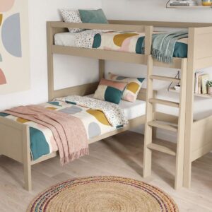 LITERA EN L MACIZA MADERA NATURAL DANCE.