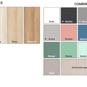 Acabados y colores disponibles para cama abatible horizontal NYC