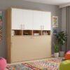 Cama abatible con estantería central y armario superior RB