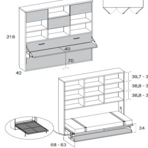 Cama abatible horizontal RMB cerrada con escritorio
