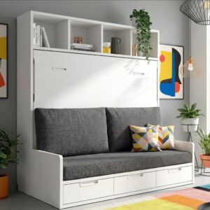 Cama abatible con sofá FRM 135 abierta sin mover el sofá
