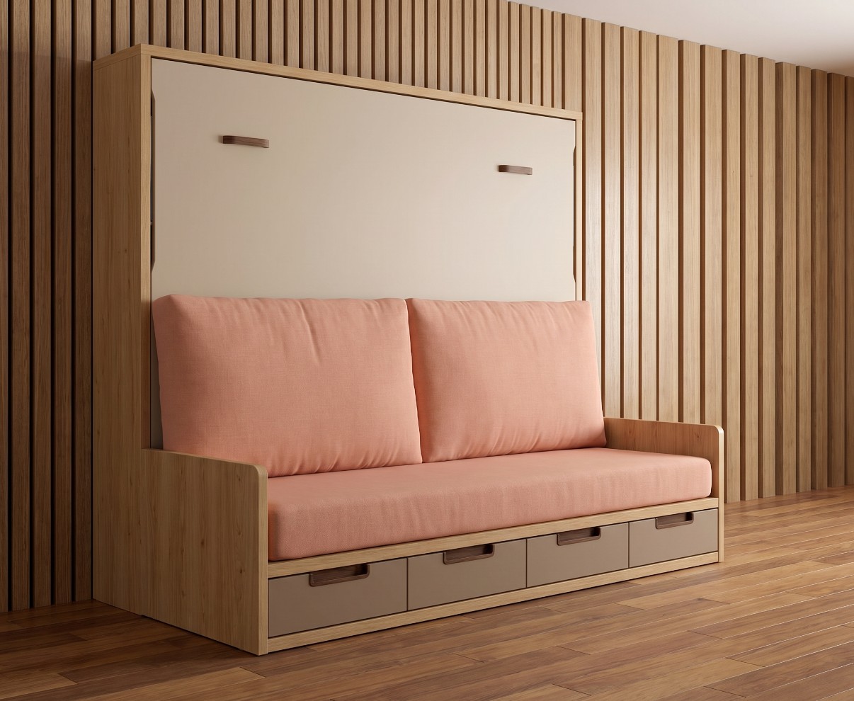 Cama abatible con sofá y cajones FRM 135x190