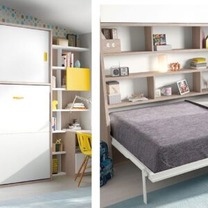 Cama abatible matrimonio RMB con altillo y puertas correderas
