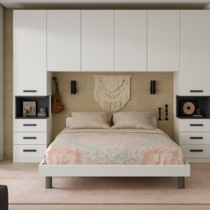 Detalle del dormitorio con armario puente matrimonio RMBO
