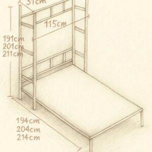 Detalle de cama abatible vertical NYC 105x190 con estructura metálica