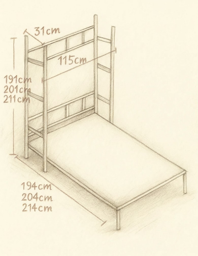 Detalle de cama abatible vertical NYC 105x190 con estructura metálica