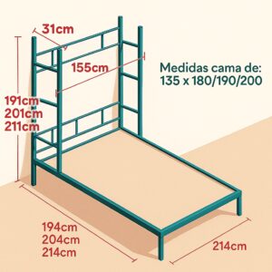 Medidas de cama abatible vertical NYC 140x190