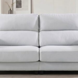 Sofá 2 plazas blanco con asientos deslizantes y respaldos multiposición de diseño moderno
