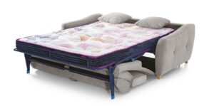 Sofá cama italiano abierto con colchón viscoelástico de 18 cm