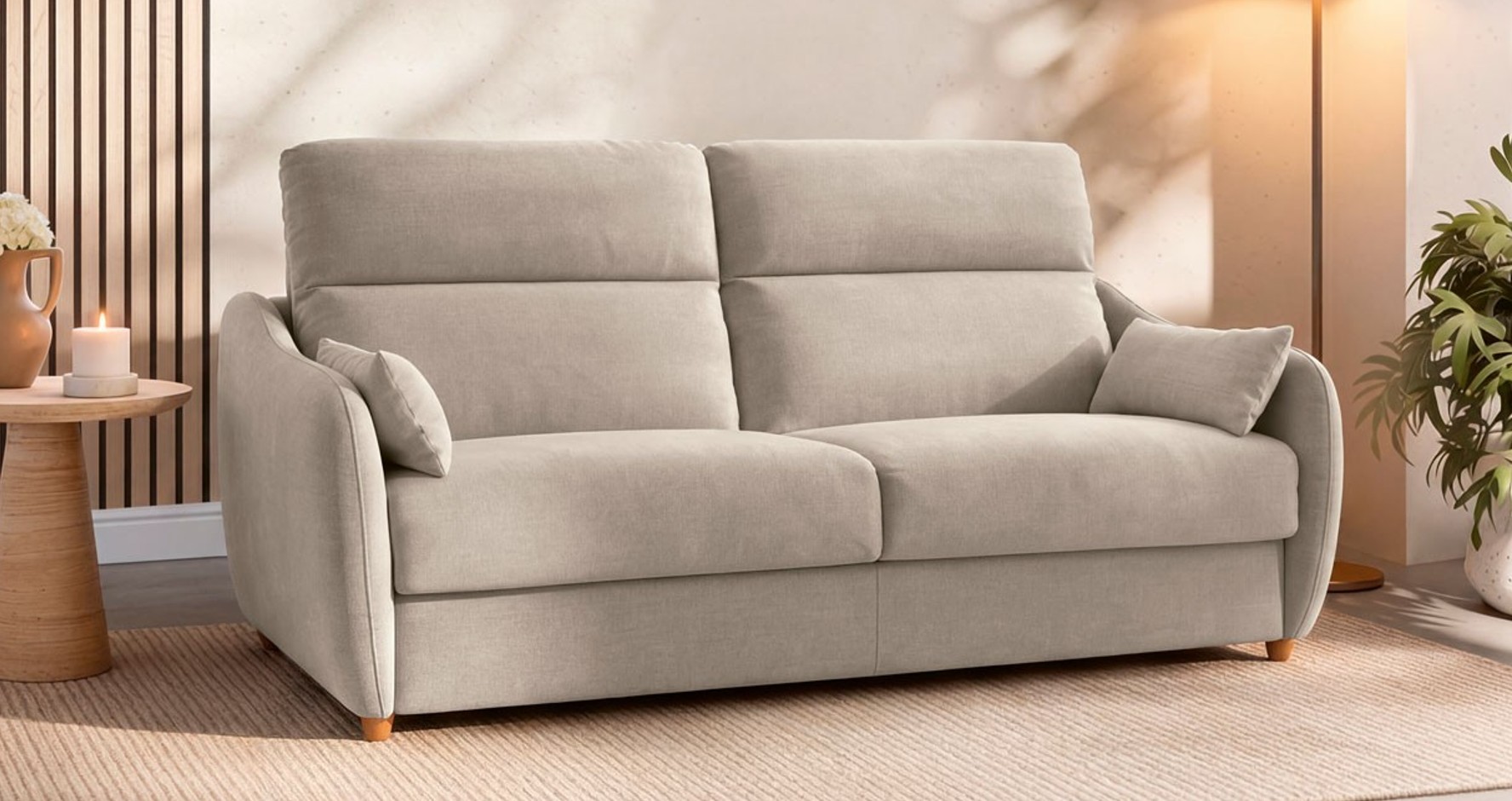 Sofá cama italiano Kimicama con apertura italiana y cama de 140x195 de entrega rápida