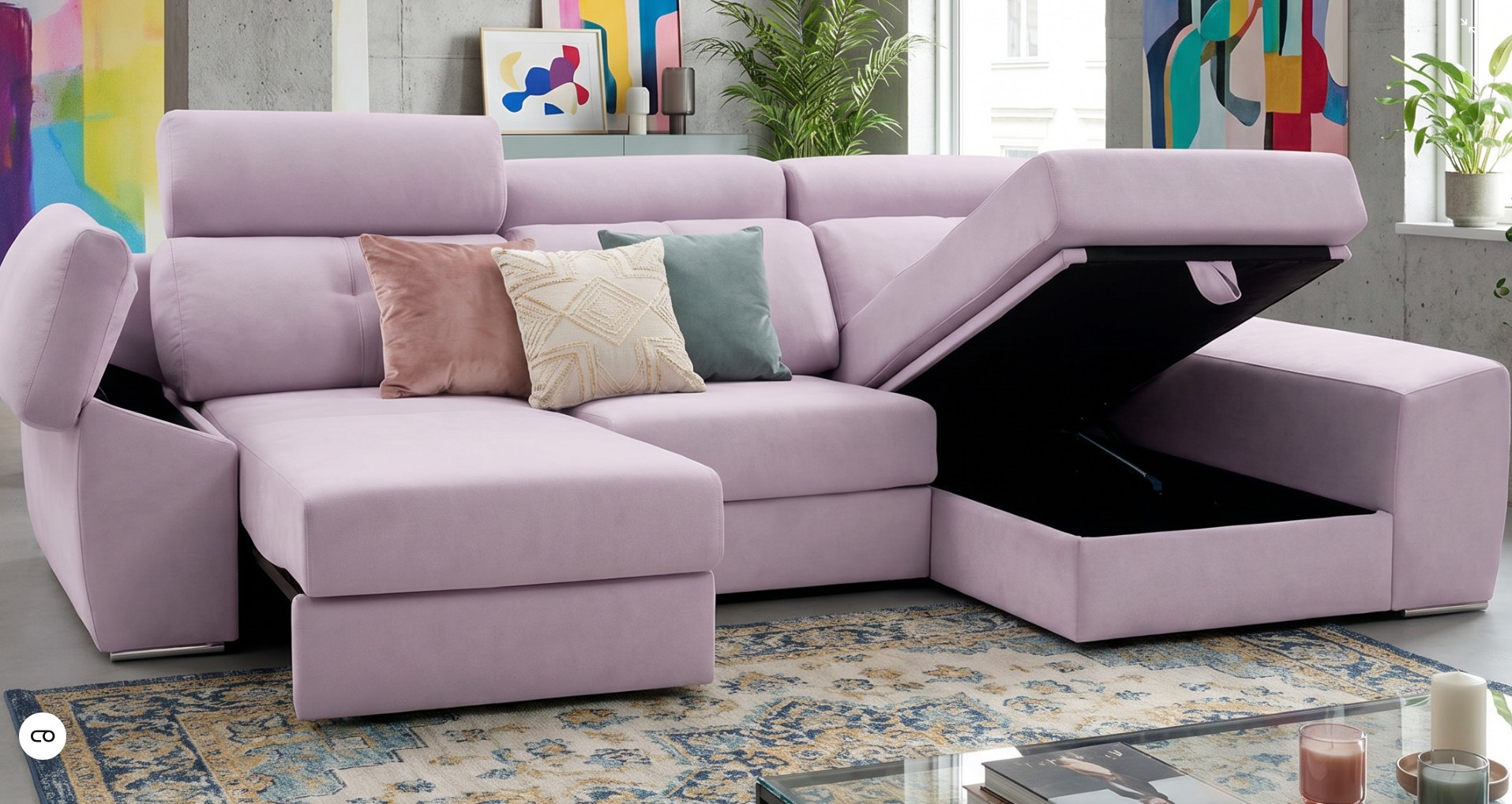 Sofá chaise longue XL Doble K con asientos súper extensibles en exposición