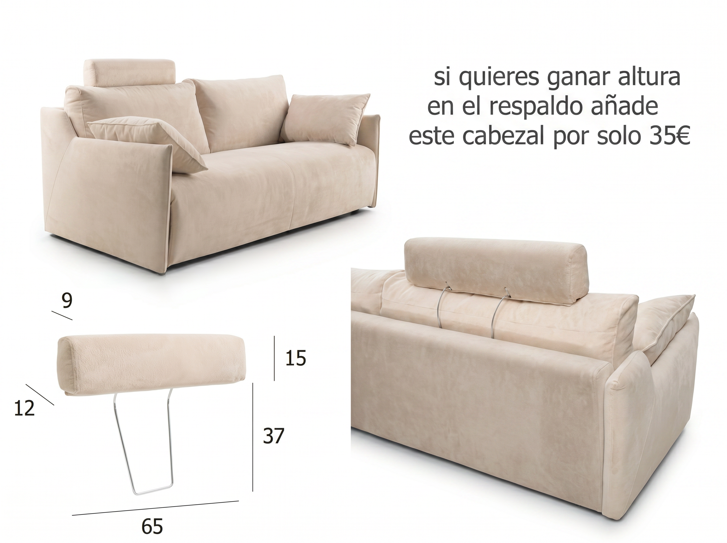 Información de medidas y detalles del sofá cama italiano 160x200