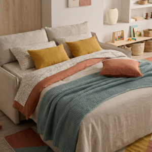 Sofá cama apertura italiana abierto con cama de 160x200 cm