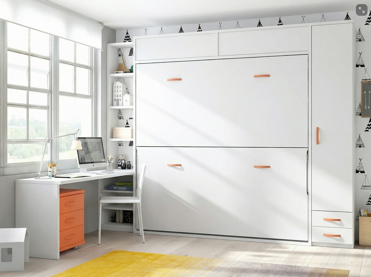 Litera abatible horizontal 90x190 con escritorio F409