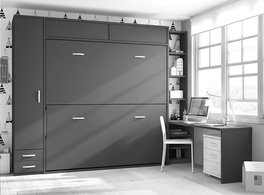 Litera abatible horizontal de madera F409 en color gris