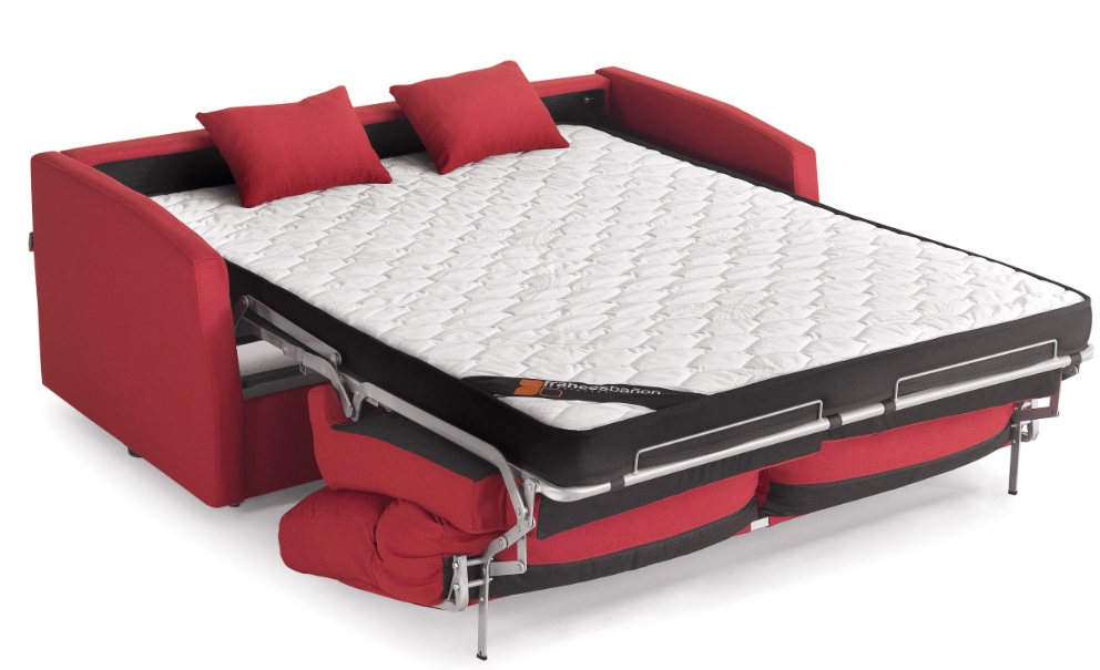 Sofá cama italiano Petit con cama abierta de 140x190