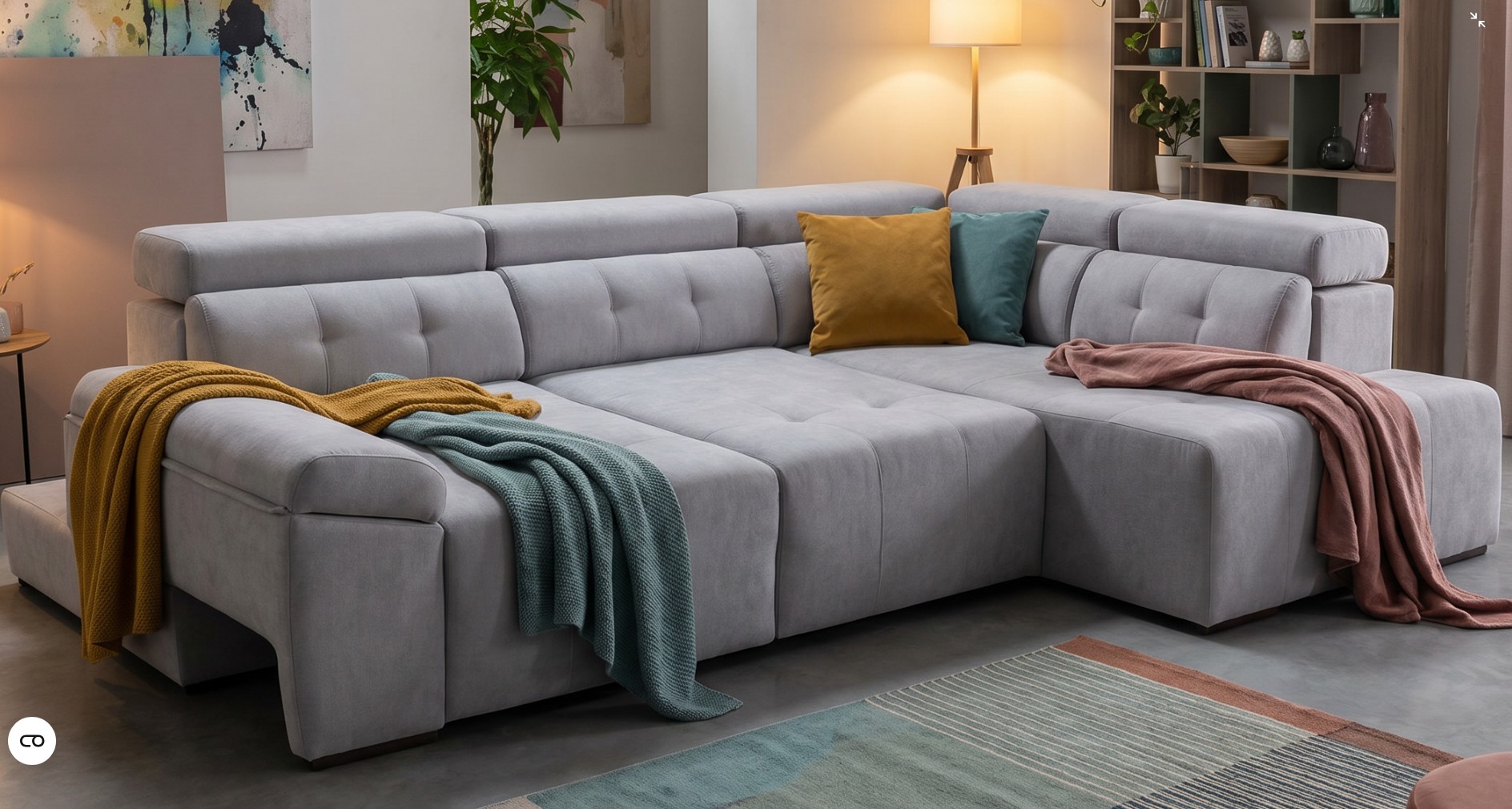 Sofá rinconera Kimmit con chaiselongue y muelles ensacados