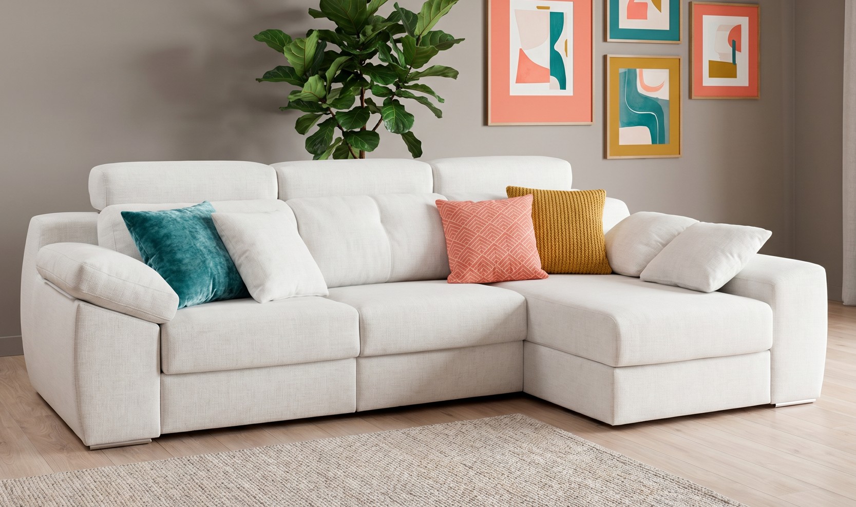 Asientos súper extensibles del sofá chaise longue XL con salida de 165 cm