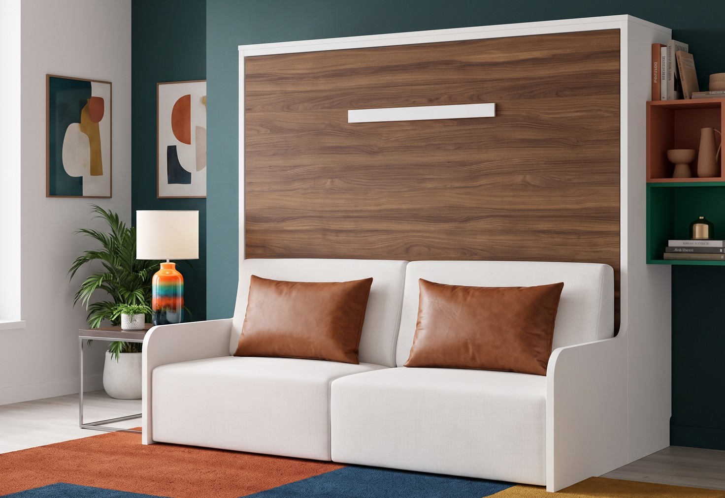 Cama abatible horizontal 150×190 con sofá incorporado Nova