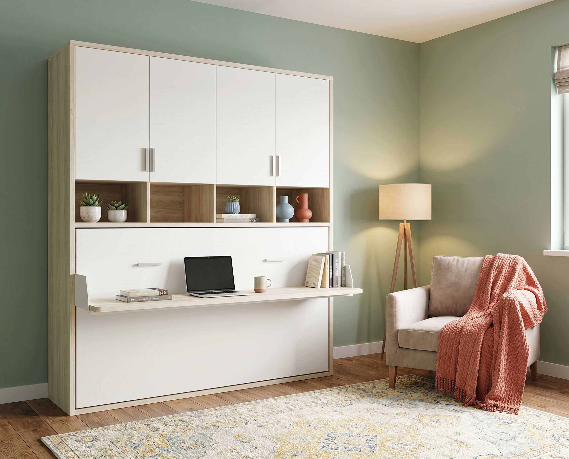 Cama abatible 105x190 con mesa estudio Outlet cerrada