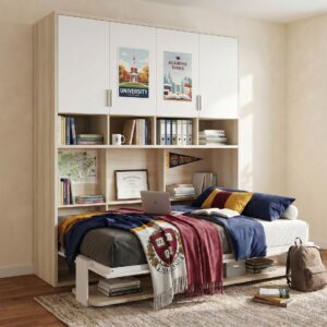 Cama abatible 105x190 con escritorio abierta