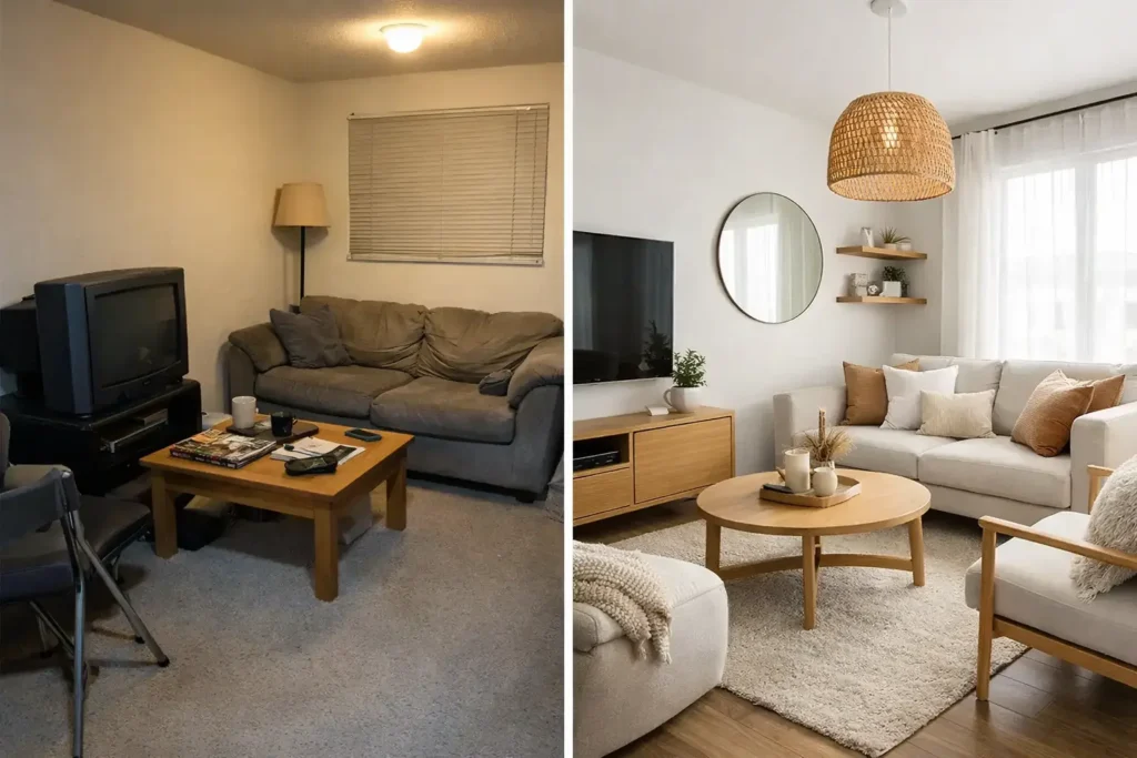 Antes y después salón pequeño: ideas que sí caben