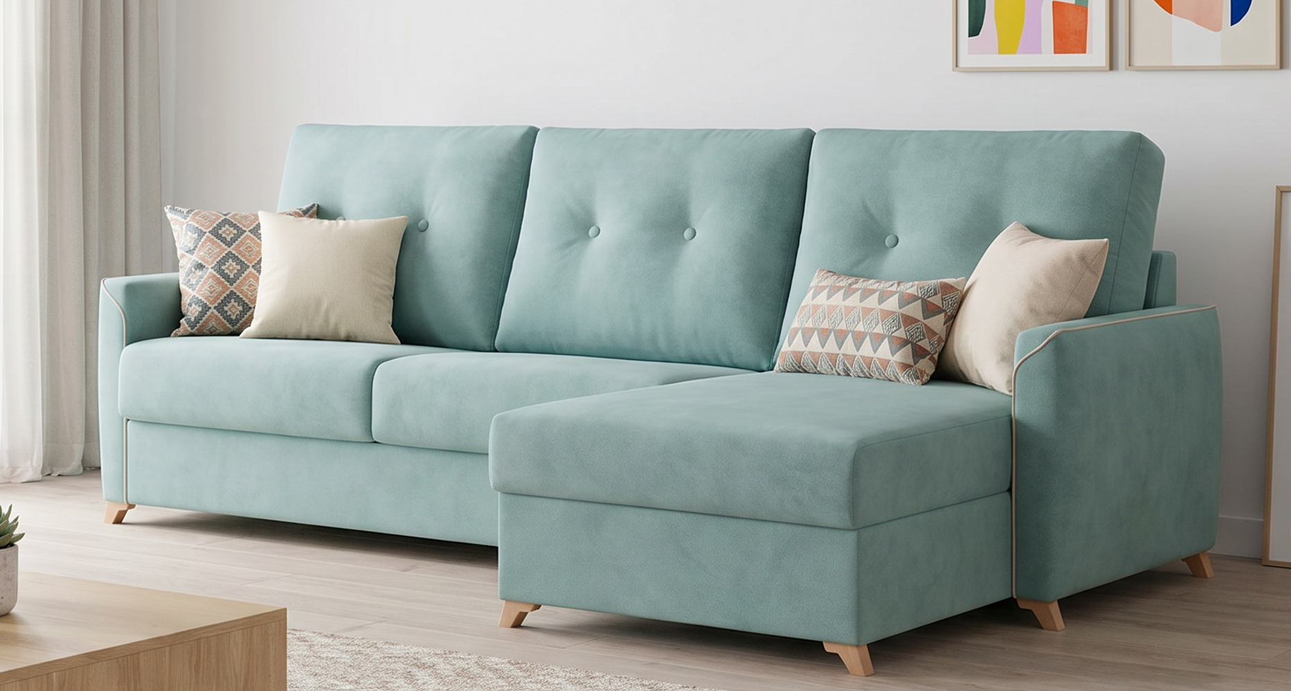 Sofa cama italiana con chaise longue Sylvia