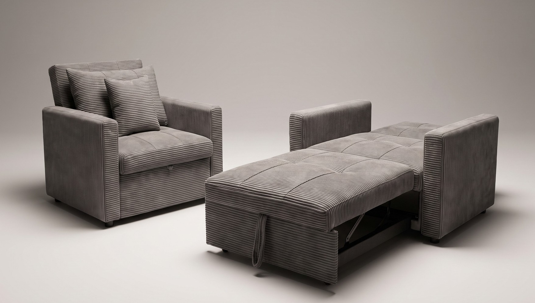 Sillón cama individual Oslo cerrado y abierto como cama auxiliar