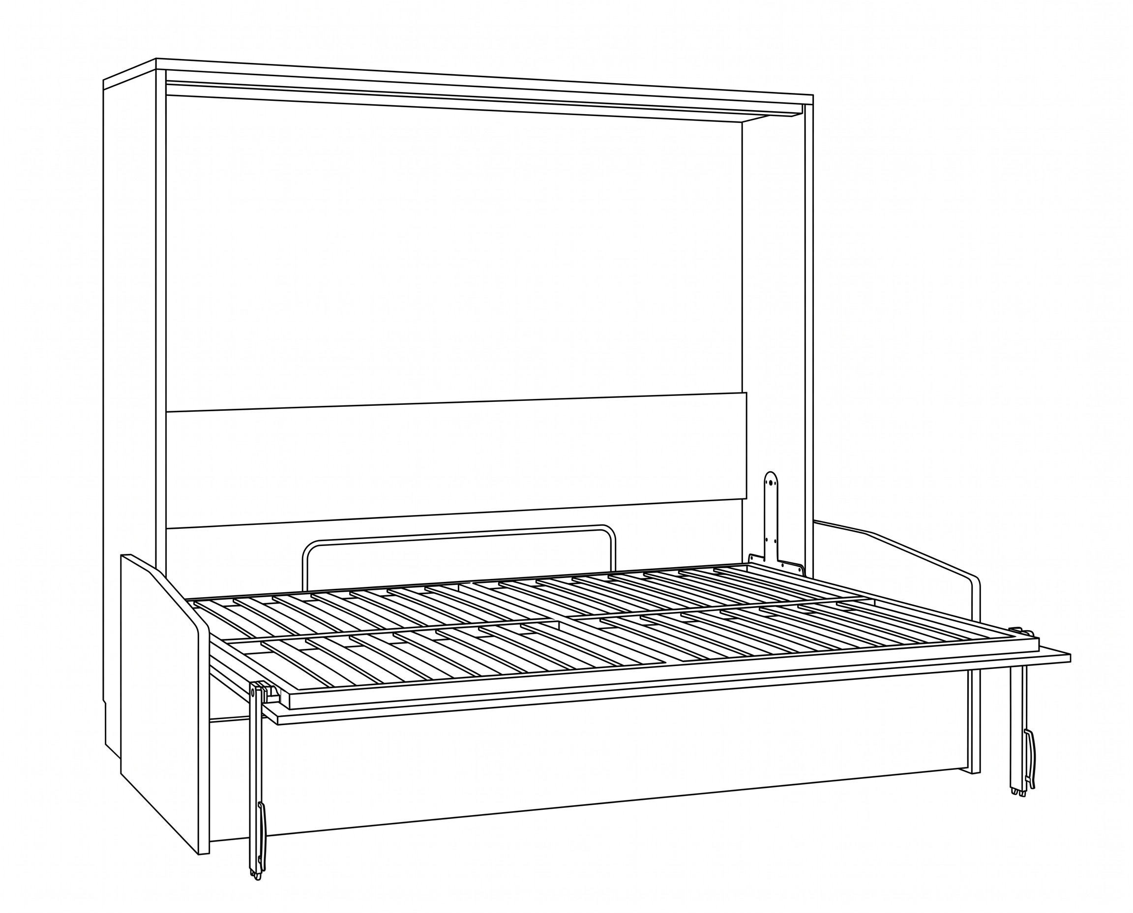 Detalle de la estructura de la cama abatible con sofa Olimpia