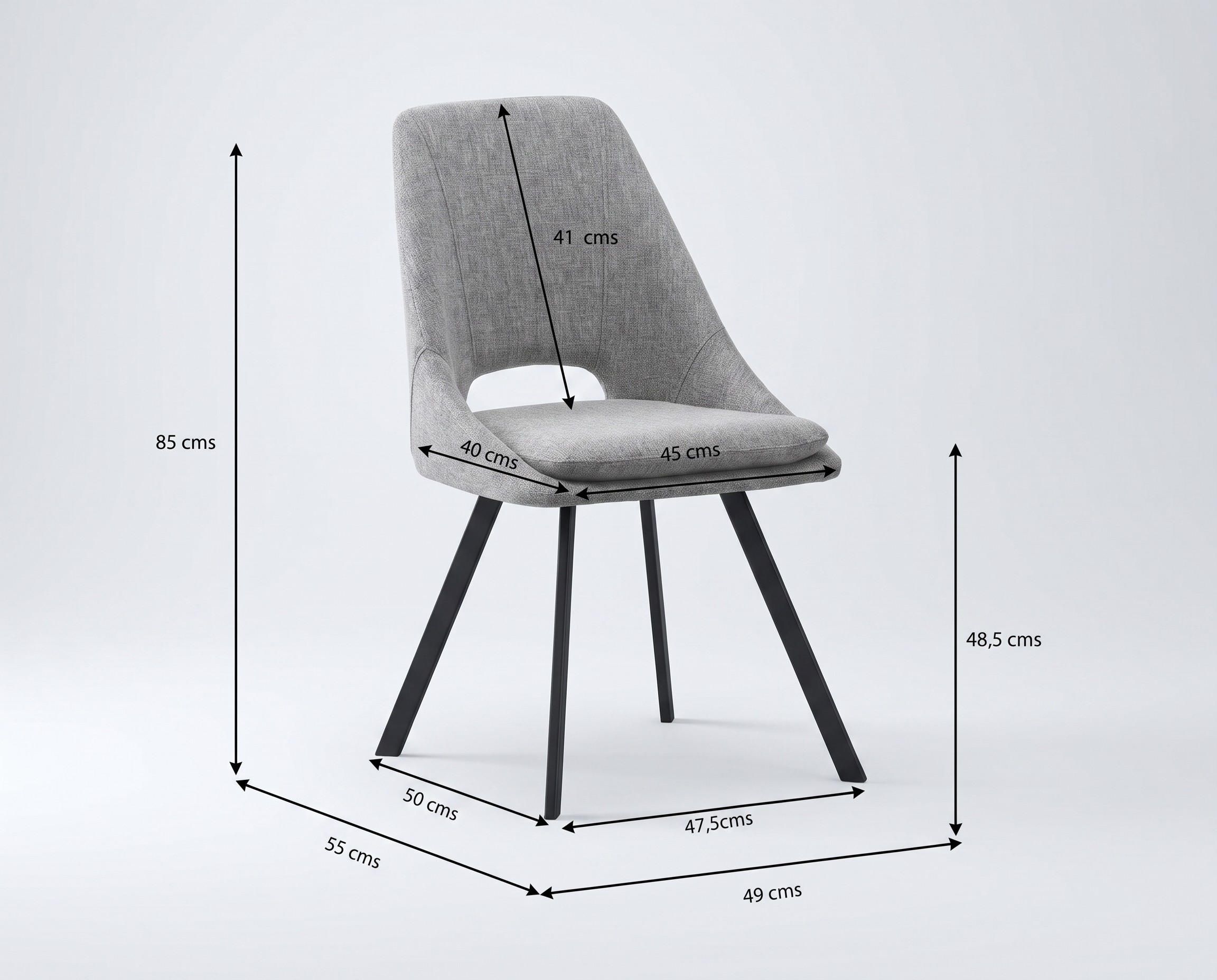 Silla de comedor Alex Borg tapizada: detalle de diseño