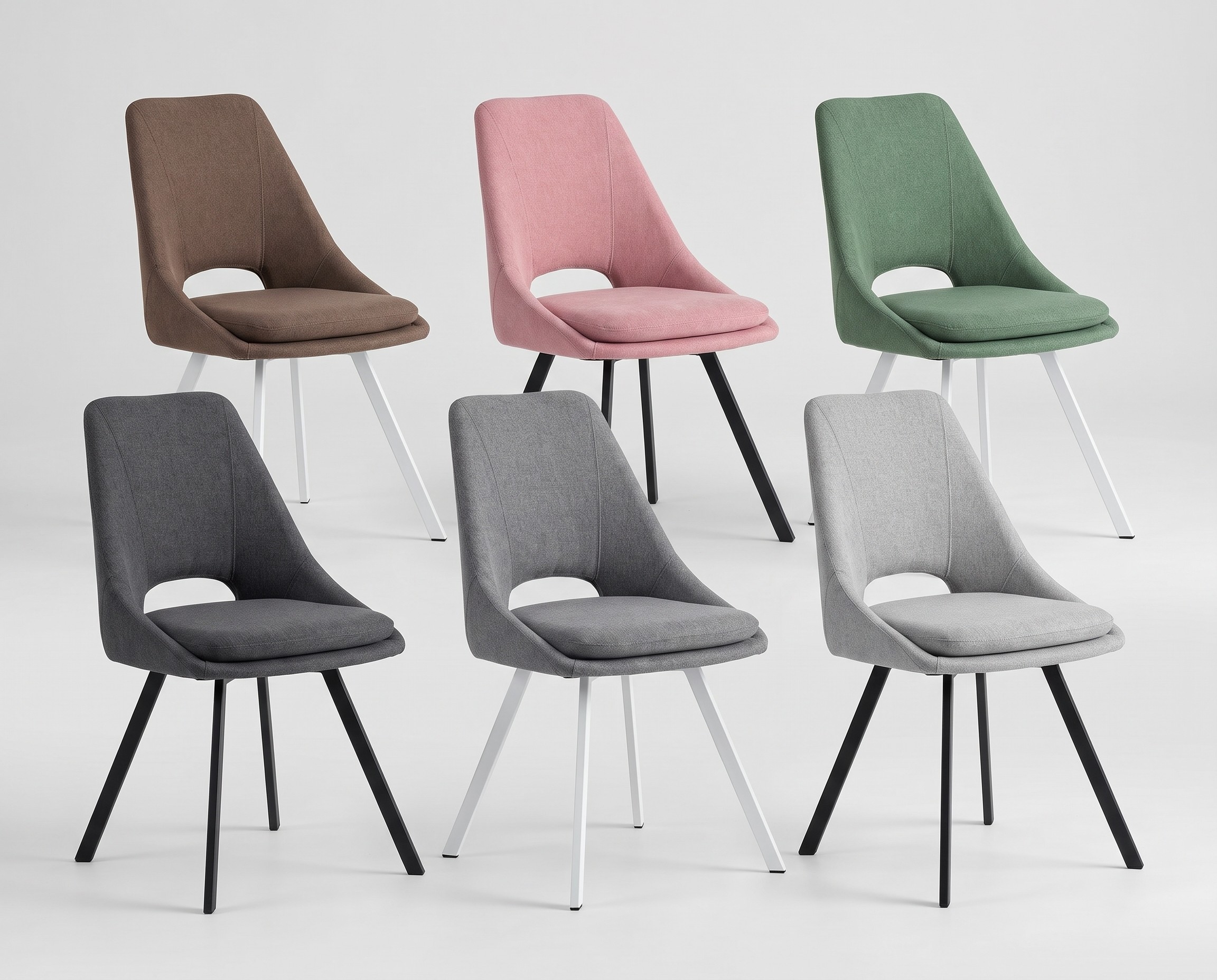 Silla Alex Borg: colores de tapizado y opciones de patas
