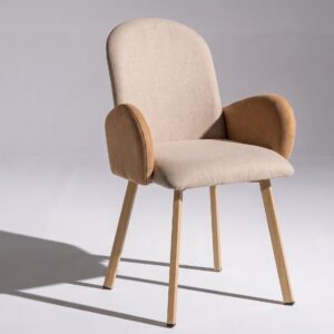 Silla de comedor Panda con brazos tapizada, vista lateral