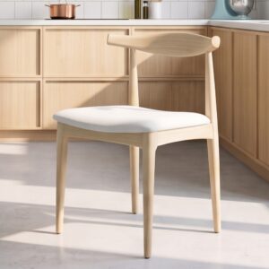 Silla de comedor de madera maciza modelo 75 con asiento tapizado