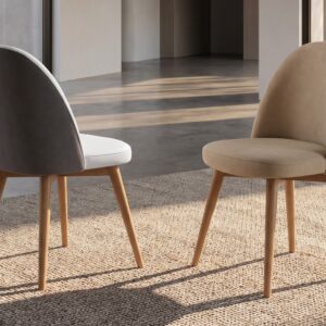 Sillas de comedor tapizadas modernas con patas de madera