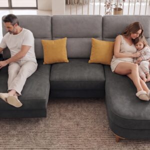 Sofá chaise longue Tom con asientos deslizantes eléctricos